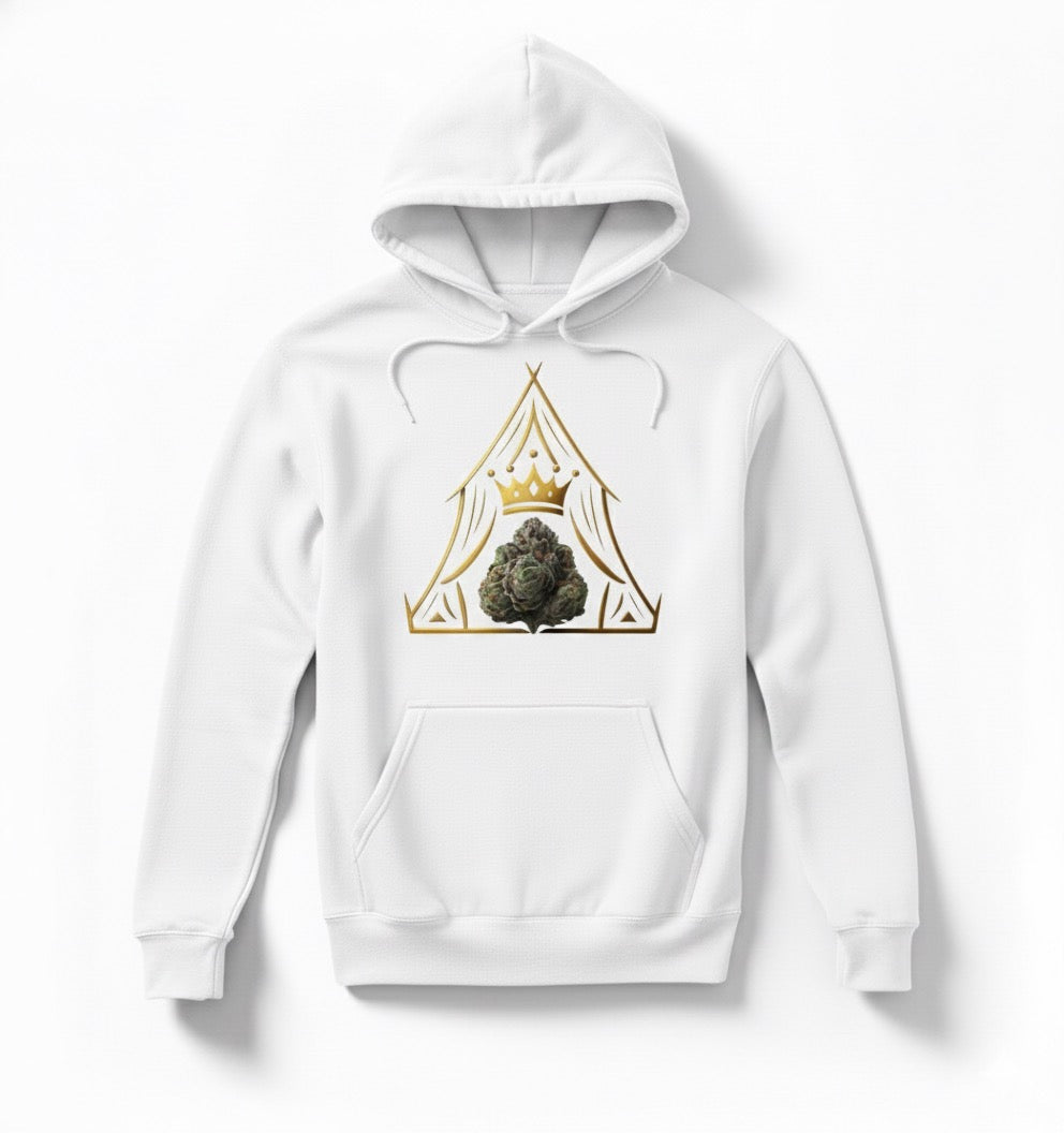 Royal Bud Emblem Hoodie – White Gold Edition