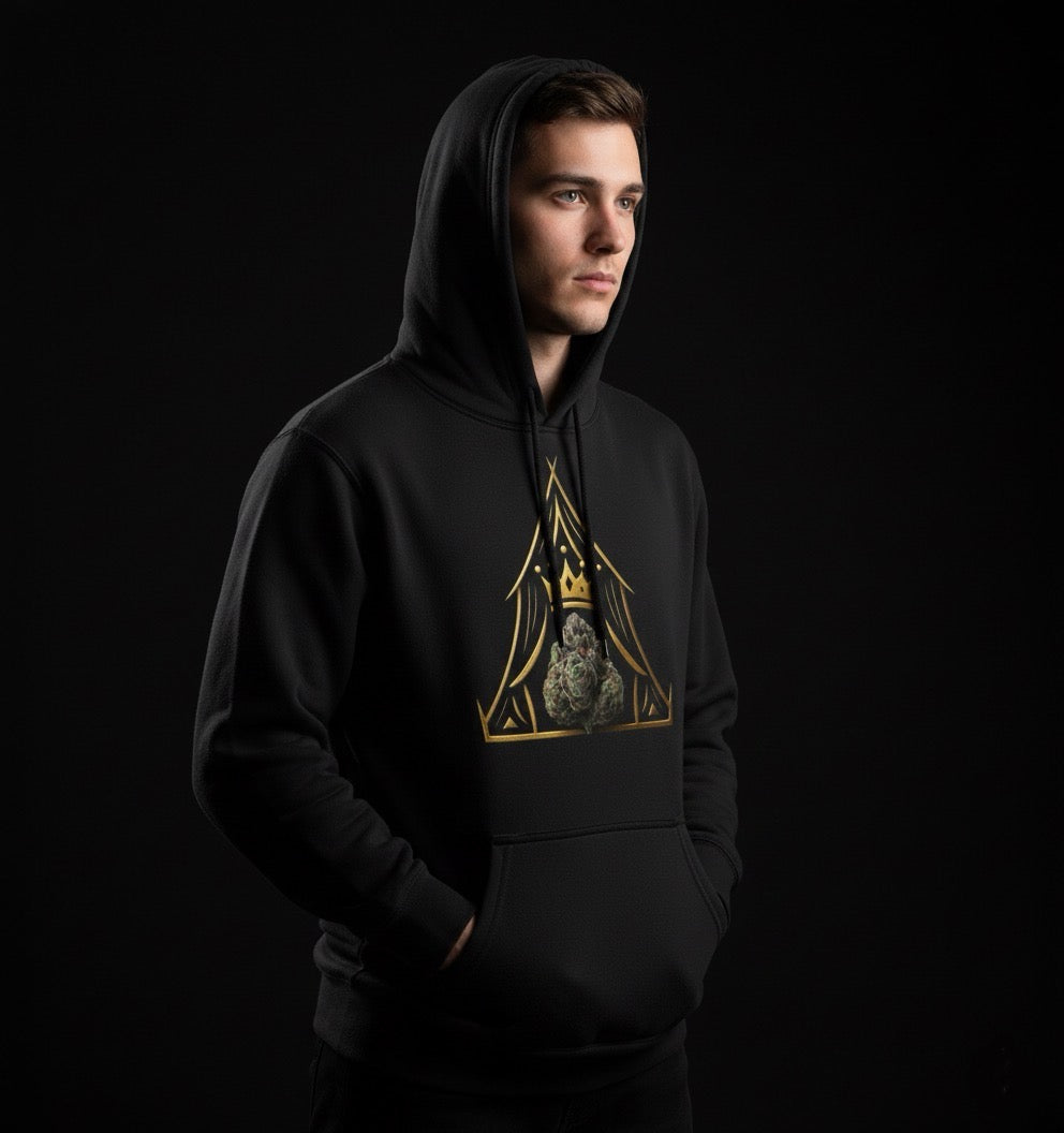 Royal Bud Emblem Hoodie – Black & Gold Edition