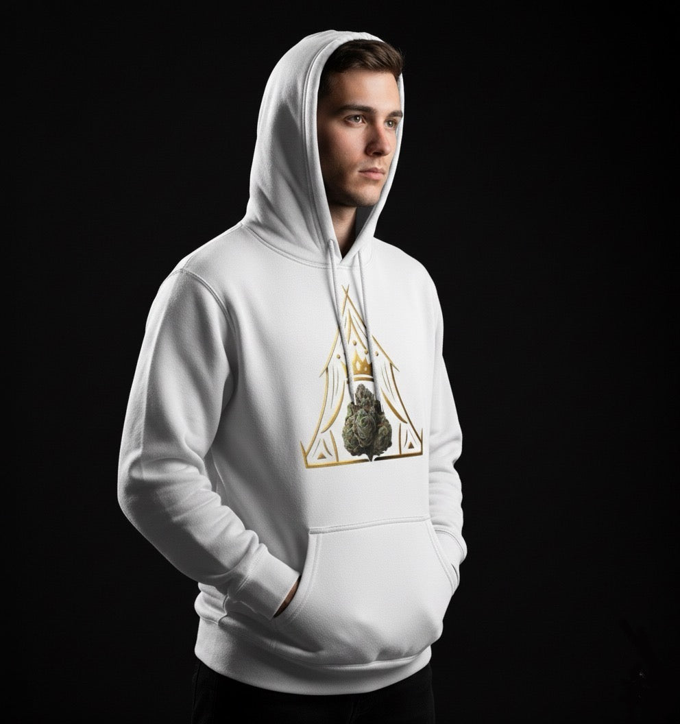 Royal Bud Emblem Hoodie – White Gold Edition