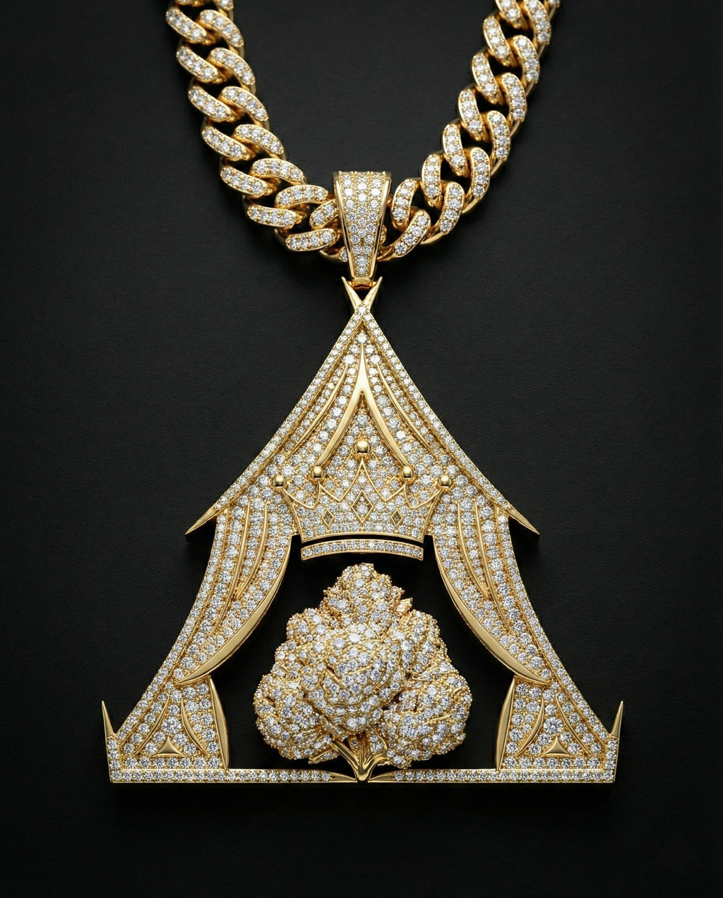 TentsQueen™ Diamond-Set Gold Pendant Necklace