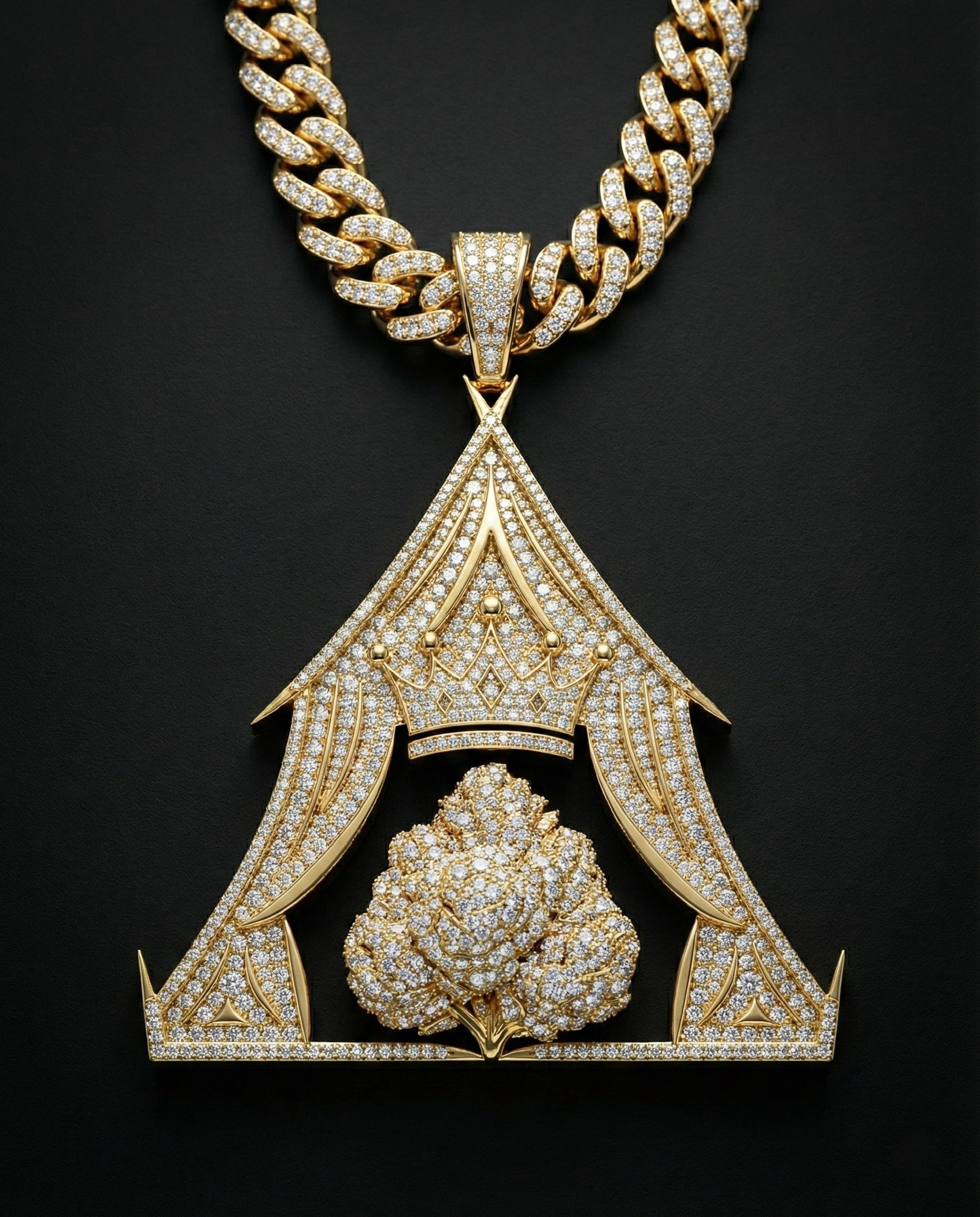 TentsQueen™ Diamond-Set Gold Pendant Necklace